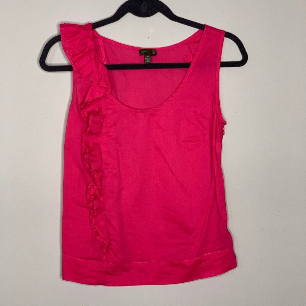 Fei Anthropologie‎ Hot Pink Ruffle Sleeveless Cotton Blouse Top Size 0